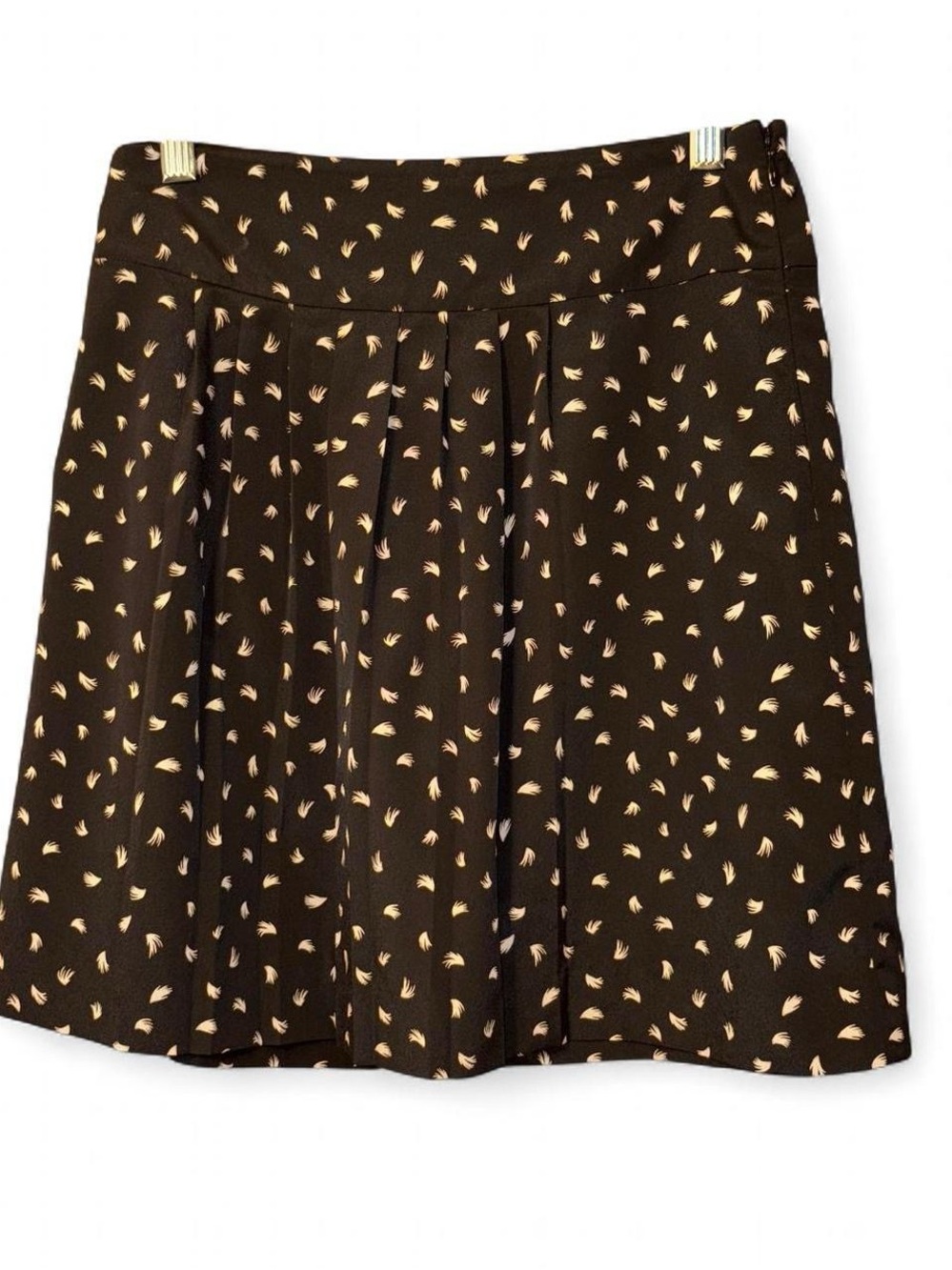 LOFT Black Skirt with Cream Leaf Print